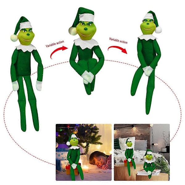 Joulupukki Grinch -pehmolelukoriste 2023, punainen/vihreä hirviö, täytetty nukke, kodin sisustus, juhlien suosikki lapsille Green