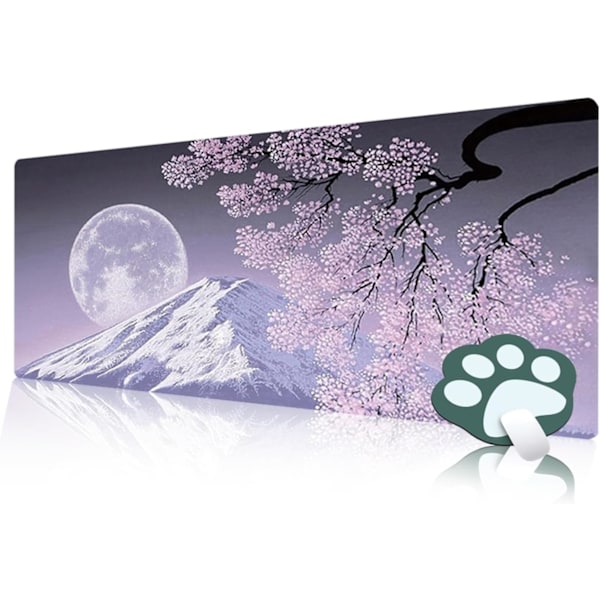 1 stk Musmatte Gaming Mussematte Lilla Minimalistisk Japansk Kirsebærblomst Skrivebordsmatte Spill Estetisk Utvidet Sklisikker Gummibase
