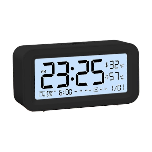 Digital Elektronisk Klocka LED-Display Elektronisk Klocka Stereo Digital Display Snooze Väckarklocka 12/24H Byt Nedräkningstid NUO0430 Black
