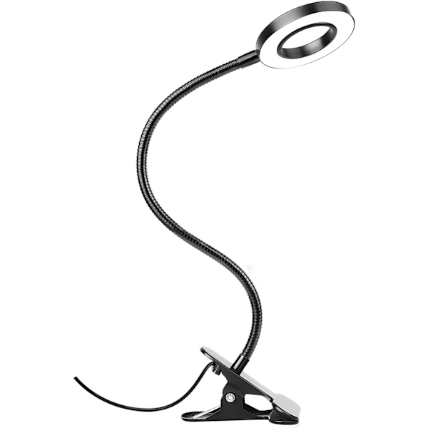 Bordlampe med Klips, 10 Dæmpbare Lysstyrker, 3 Lystilstande, Læselampe, Klips til Sengelampe til Maling, Håndværk, Studie, Videokonference