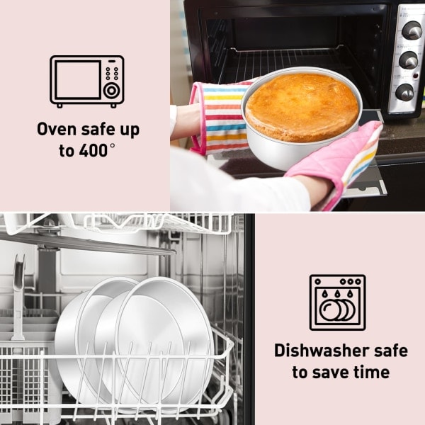 3-osainen ruostumattomasta teräksestä valmistettu kakkuvuoka setti syntymäpäiville, jouluun, häihin, mille-feuille-kakkuun, kestävä ja kestävä, peilipinta ja astianpesukoneen kestävä
