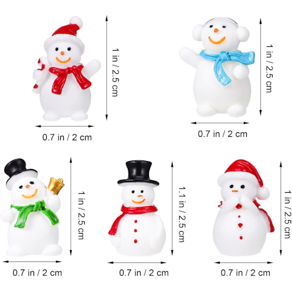 5 kpl Mini Lumikkohahmoja Joulu Miniatyyri Lumikko Hartsi Lumikko Hatulla käsitöihin DIY Joulujuhliin