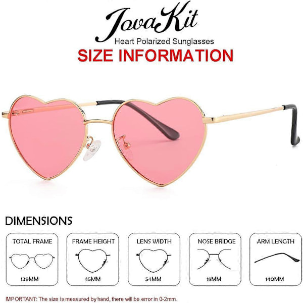 SDIGV Polariserte Hjerte Solbriller for Kvinner Mote Nydelig Stil Metallramme UV400 Beskyttelse Linse Gold Pink