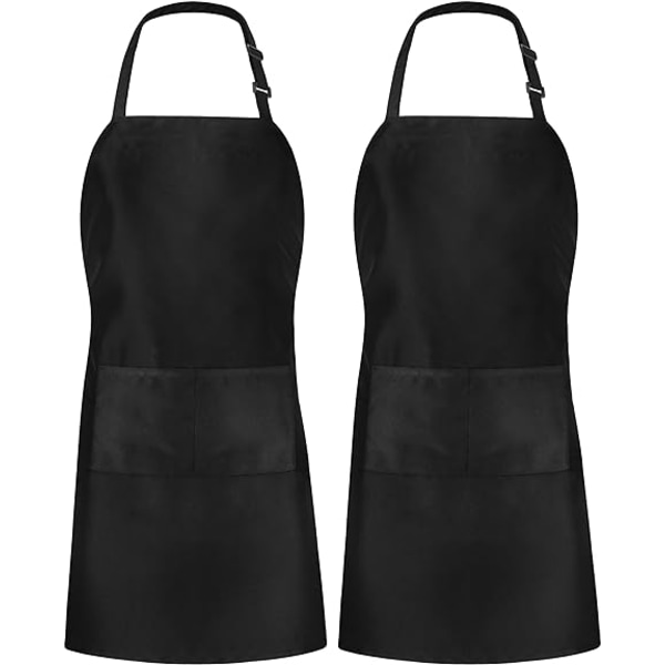 2 Pack Adjustable Bib Apron with 2 Pockets Waterdrop Resistant Cooking Kitchen Apron for Men, Women with Long Ties