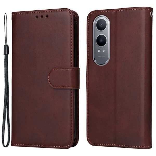 SKALO OnePlus Nord CE4 Lite 5G PU Läder Plånboksfodral brown