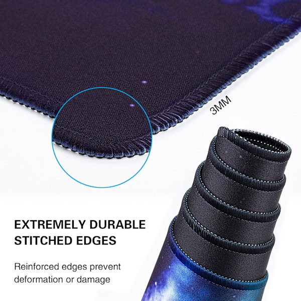 Gaming Mousepad, Udvidet Mousepad 800 x 400 mm, Computer Tastatur Mouse Mat Desk Pad med Skridsikker Gummibund og Syet Kant til Gaming Arbejde Colorful Aurora XXL