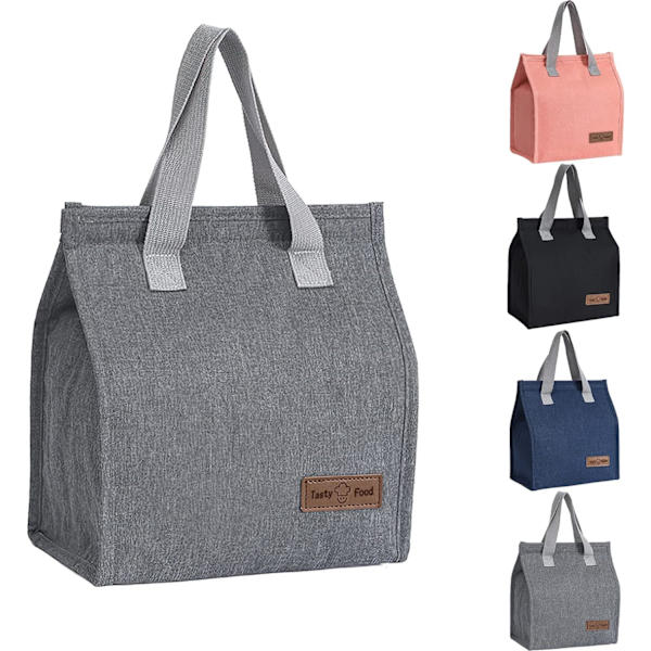 1 stk Lunsjposer, Gjenbrukbar Isolerende Lekkasjesikker Lunsjboks Tote Bag, Kjøleposer, Termisk Kjølepose for Arbeid Skole Piknik Reise Grey