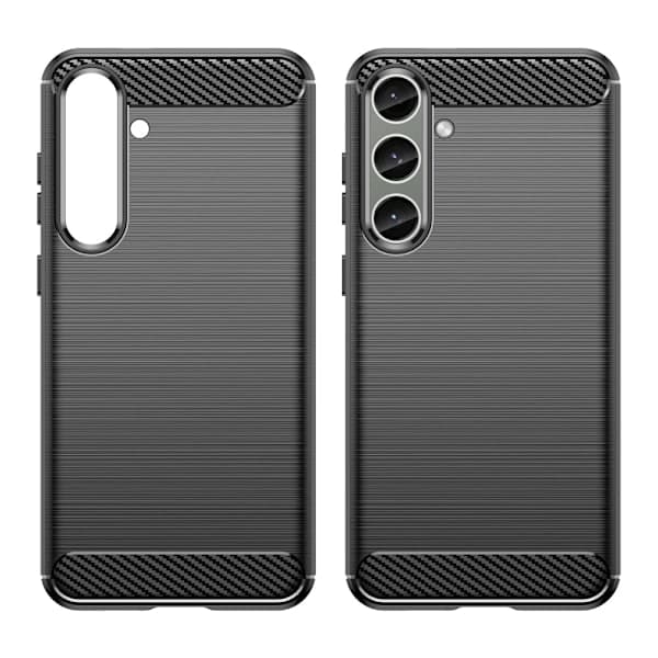 Samsung Galaxy S25 Plus / S24 Plus -kotelo, harjattu teräskuvio, musta