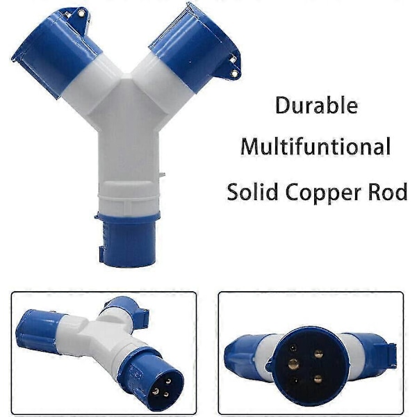 2-stikkontakt Adapter 3-polet Stikdækssel 16a 220v Industriel Ip44 - Multi-stik Campingvogne/autocampere/både, Byggeplads, Stikkontakt Industriel Strøm