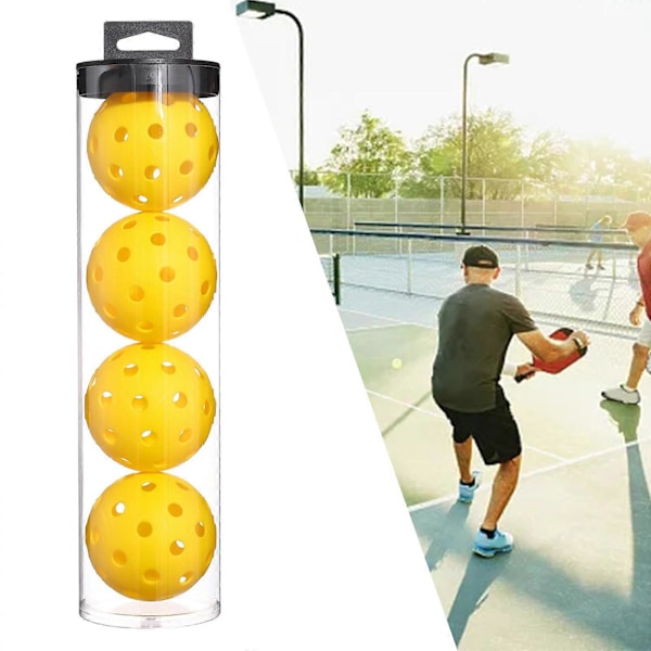 Inomhus Pickleballs - Inomhusbanans Pickleball Bollar - 4-pack Pickleballs - Turnering Pickleballs Yellow 74mm