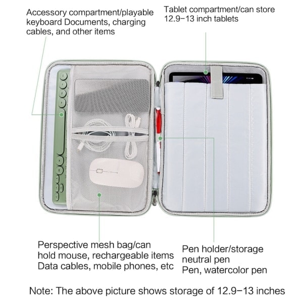 Laptopveske for jobb, laptopveske for 10,8-12,9 tommer, 13 tommer Gray 11 inches
