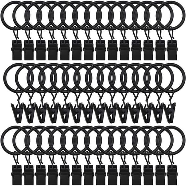 Gardinringar - Ej specificerat - 42-pack - Svart - Vintage - Rostfri