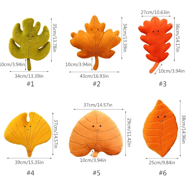 3D Plyschkudde, Mjuk Växtkudde i Bladform, Bekväm Sov Kudde för Sovrum, Soffa, Vardagsrum, Unik Design Kudde Orange