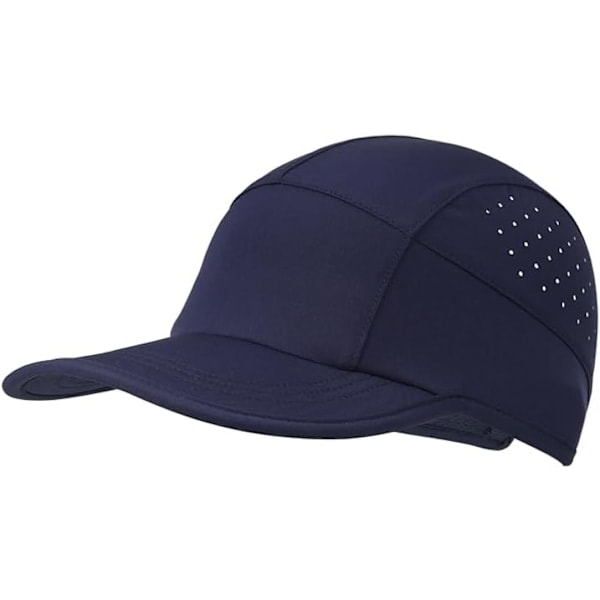 Unisex Soft Brim Performance Løbekasket Hurtigtørrende Cool Sportskasket Letvægts Stretch Nylon Baseballkasket UPF50+ navy blue