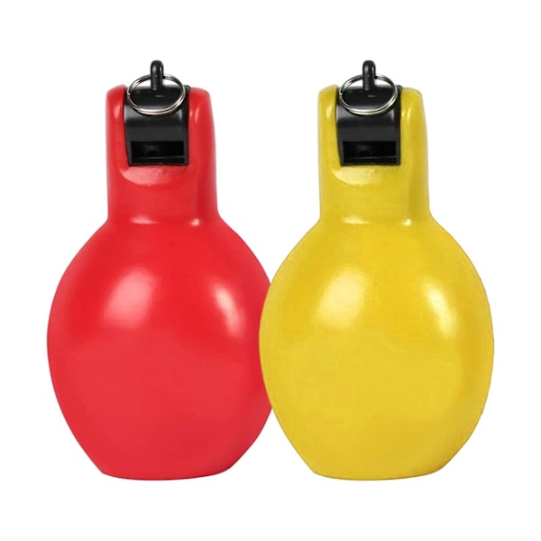 2 Stycken Handpress Visselpipor Högljudda Sportvisselpipor för Vandring Inomhus Utomhus gul och röd yellow and red 12cmx6.5cm