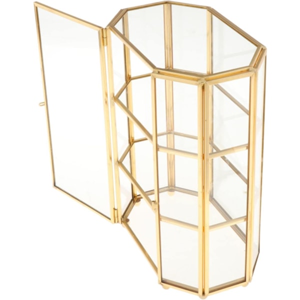 Guld Vintage Glas Smykkeskrin Displayboks Opbevaringsboks