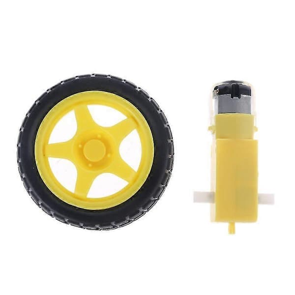 1 Set för Smart Bil Robot Plast Däck Hjul med DC3-6v Växelmotor PK