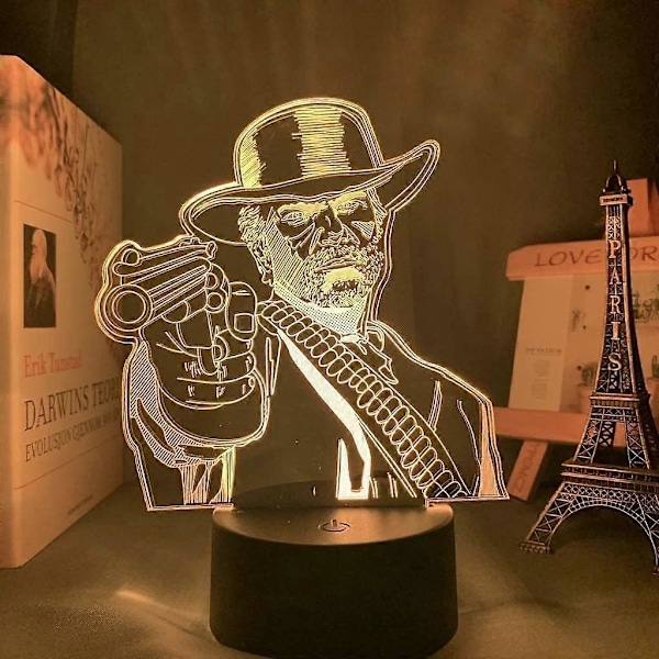 SBSG EKfperu LED nattlys - 3D illusjonslys - Red Dead Redemption 2 gave - akryl 3D lampe for spillrom dekor nattlys RDR2 Arthur Morgan figur