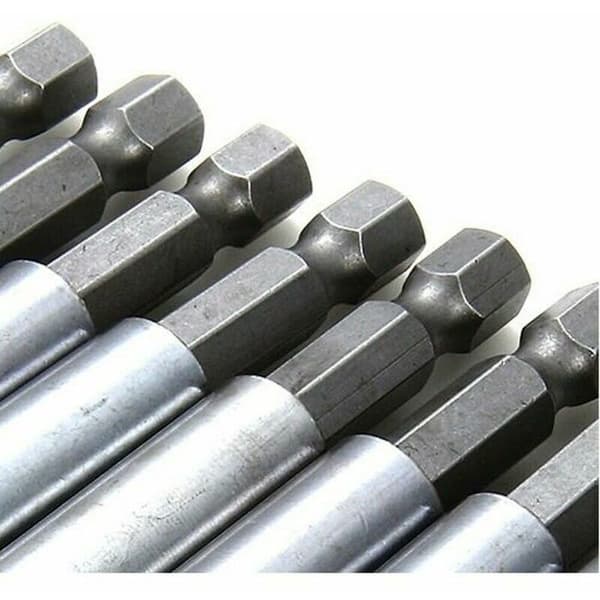 Magnetisk bitshållare, set om 10 (60 mm) - 1/4\" sexkant (6,35 mm) - CRV-stål - Kraftfull magnet