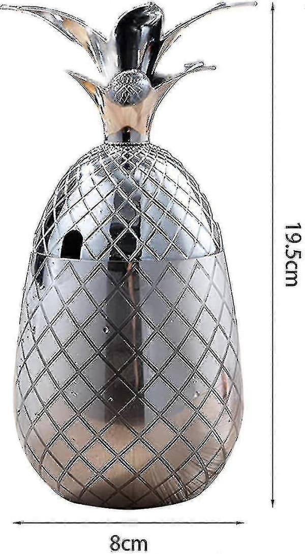Ananas Ispand Med Låg Drikkespand Metal Rustfrit Stål Ispand, Cocktailtilbehør Til Drinks