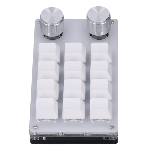 Mini USB-tastatur 12-tasters multifunksjonelt programmerbart kortkommandotastatur med 2 knotter for spill