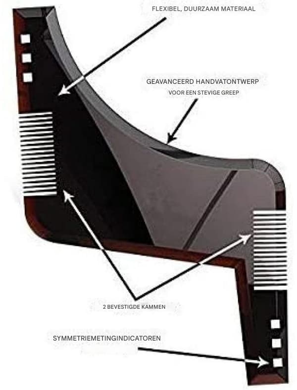Beard Comb - Beard Shaping and Styling Stencil Tool - Shaping Tool - Black - 2 pieces