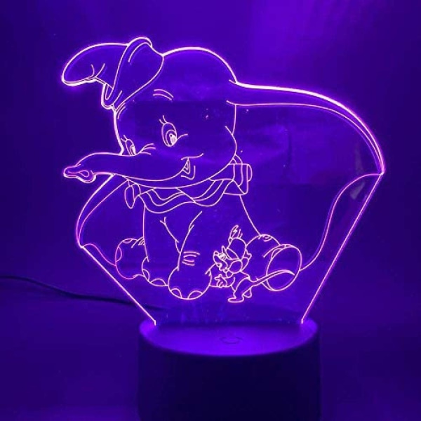 3D Natlampe 3D Led Natlampe Dumbo Sød Baby Nat