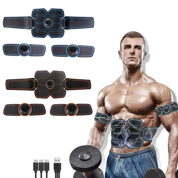 Muskelstimulator, styrke Magmuskeltoner Elektronisk toningbälten Trening Hemma Fitness Device svart
