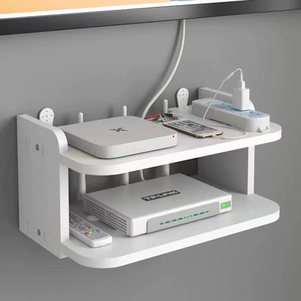 TV box placement shelf, wall-mounted shelf, non-perforated router storage, WiFi wall-mounted shelf 34cm-24cm [Single layer] 34cm-24cm [Single layer]
