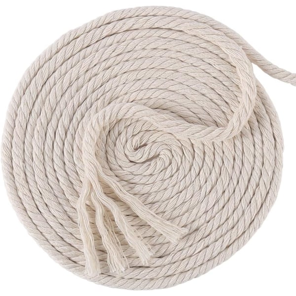 CDQ 6 mm makramé reb, 165 fod tykt makramé reb i bomuld (beige)