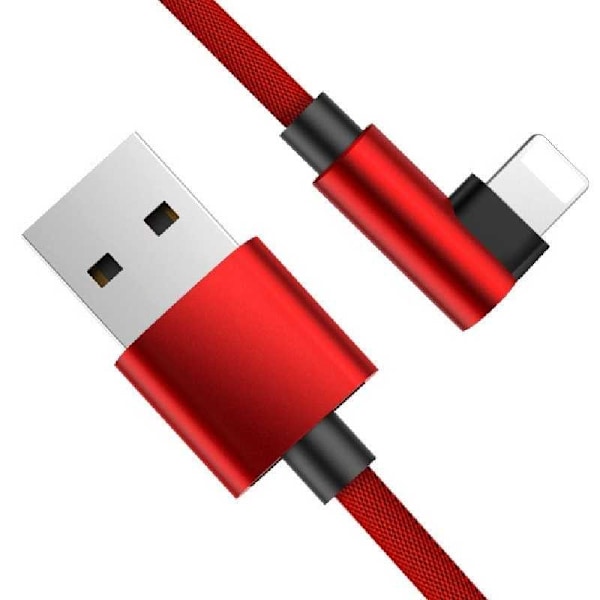 3m Slitstark Flätad Metallisk Lightning-kabel Quick Charge 3.0 Röd lightning
