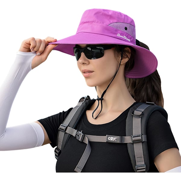 Solhatt Dam Herr 3u201d Bred brätte UPF 50+ Fiske Strand Bucket Hats Purple