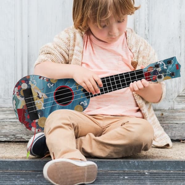 Barnleksak Ukulele Mini Plastgitarr Musikinstrument för Förskolebarn Present Blå