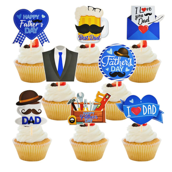 24st Grattis på fars dag Tårta Toppers Pappa Papper Bokstäver Print 24pcs