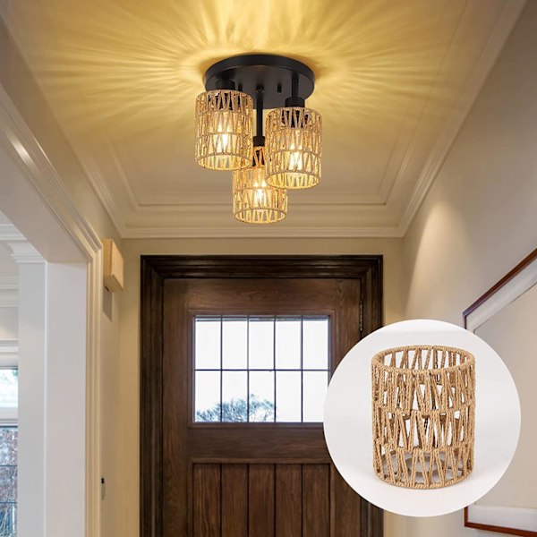 2x Boho Rotting Lampskärm Hängande Lampa Golvlampa Papper Lampskärm