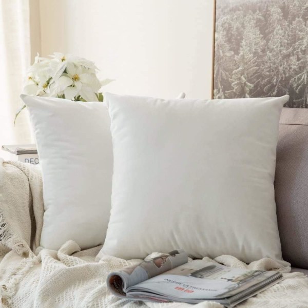 2 kuddfodral Sammet Dekorativ soffa Case Superslät Mjuk Bekväm dekoration Hem Vardagsrum Sovrum för soffa 40X40CM Vit