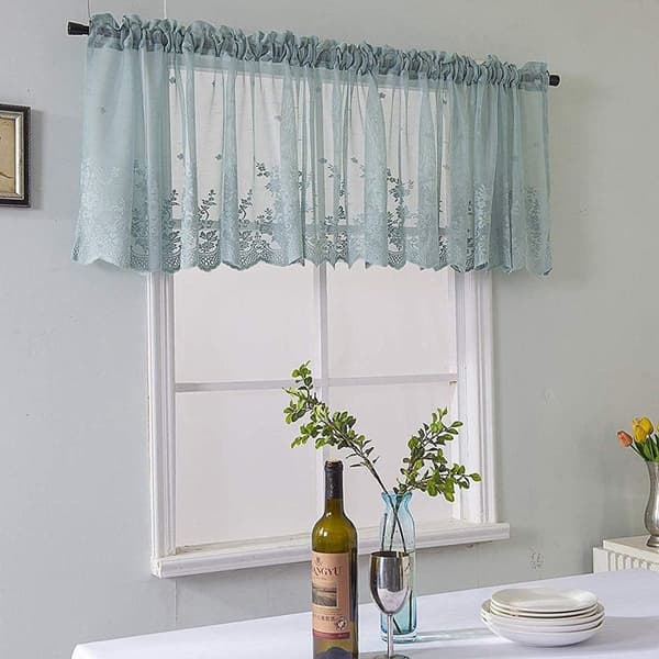 Fargerik vindusdekorasjon: Blå blondegardin - romantisk broderi, 130 * 41 cm KLB