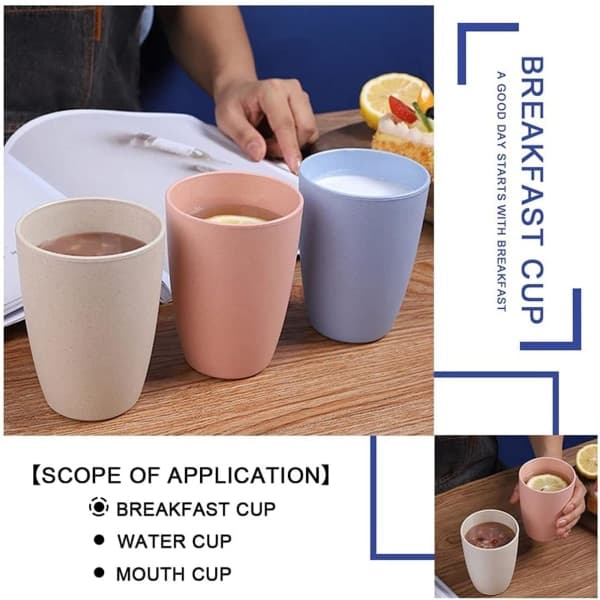 Set med 5 muggar, plastmugg, kaffemugg, porslin, diskmaskins- och mikrovågssäker -tfrf