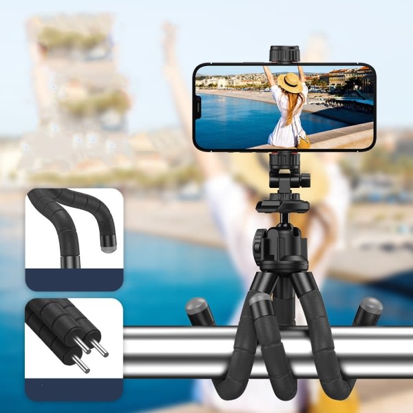 CDQ Högstyrka förlängbart Selfie Stick-stativ med fjärrkontroll Svart SvartCDQ