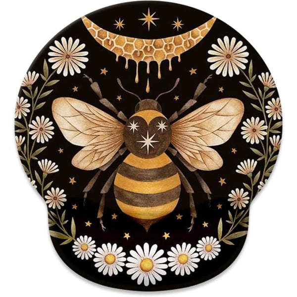 Musmatta med handdsstöd, Honey Bee Söt specialtillverkat spel, halkfri gummibas musmatta, ergonomia