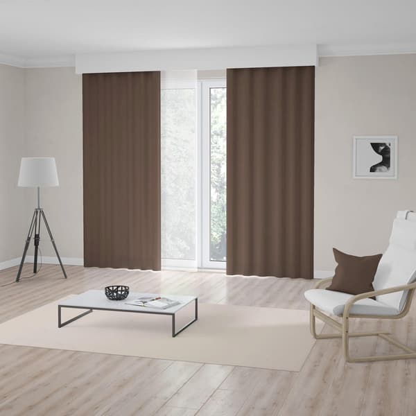 Ljusfiltrerande gardiner med krokar, maskintvättbara polyesterdraperier för vardagsrum sovrum, justerbar längd, Espresso, 140x280cm