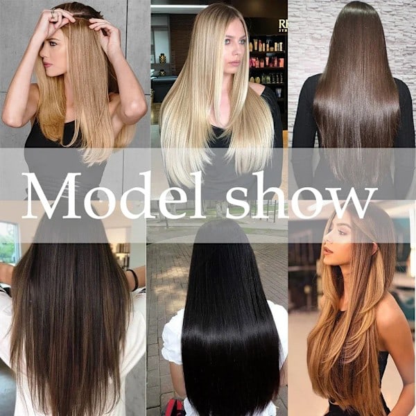 22 Tums 16 Klipp Hår Extensions Lång Rak Frisyr Syntetisk Blond Svart Frisyr Värmebeständig Falskt Hår 16-613 24 Tums