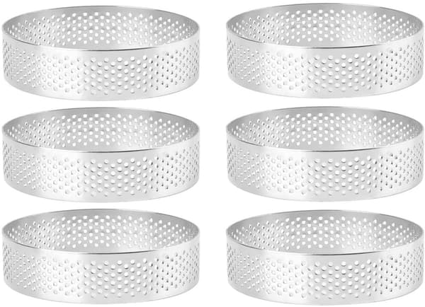 Kageringe sæt med 6 - Ø 8x2 cm x 0,8 mm - Rustfrit stål - Til mousse, muffins, kager - Bageforme