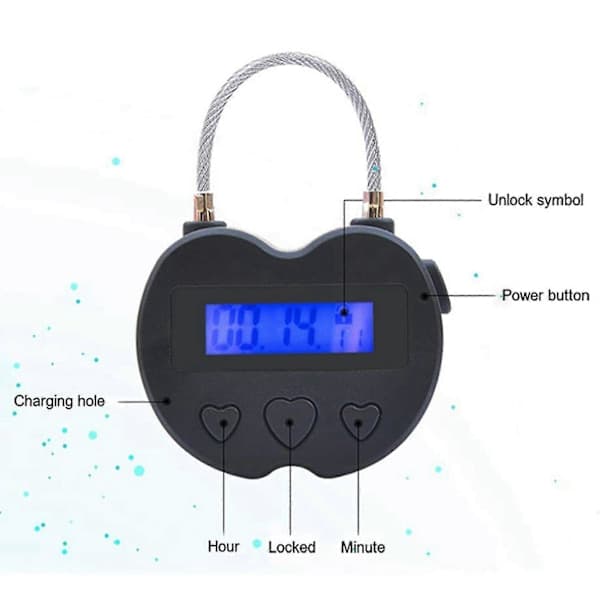 2-pack smart tidslås med LCD-display USB-uppladdningsbart tillfälligt timerhänglås för resesäkerhet svart 2pack