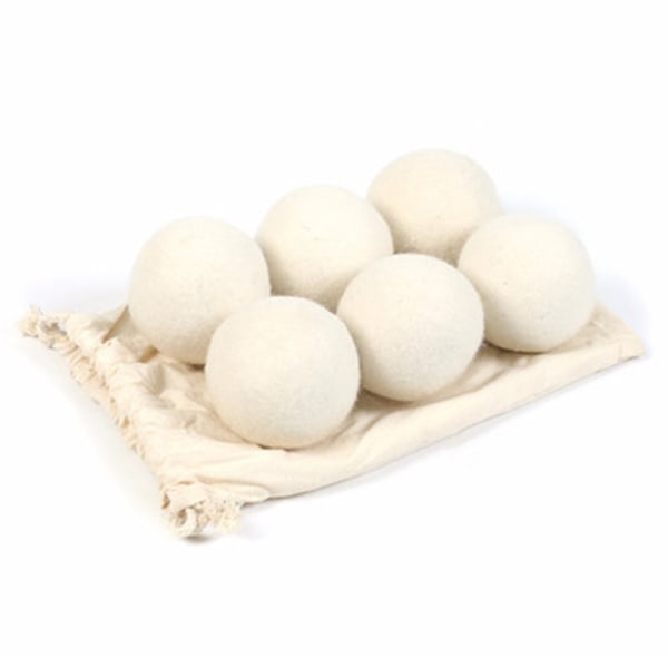 6-pack ulltorkbollar, organisk naturlig ull til vask, blødgørende tyg - antistatisk, luddfri, luktfri og återanvändbar