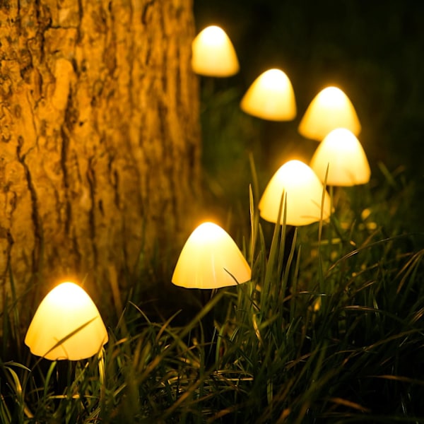 Solcellsdrivna svamplampor för utomhusbruk, 20 LED 36FT Solcellsslingor Vattentäta, 8 lägen Solcellsbelysning för trädgård Uteplats Gård Dekoration Warm White