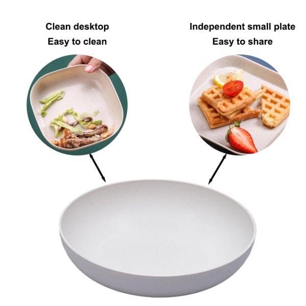 Djupa middagstallrikar i vetehalm - Obrytbar robust plast beige