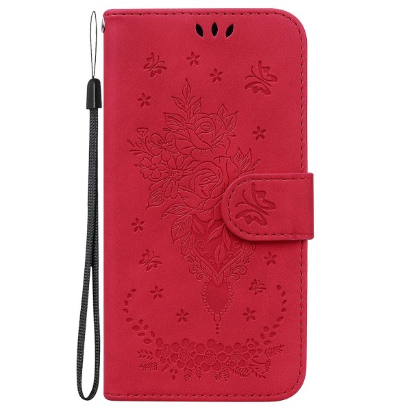 Veske til Iphone 12 Mini Cover Coque Butterfly And Rose Magnetic Wallet Pu Premium Läder Flip Card Holder Telefonveske - Röd Rød ingen