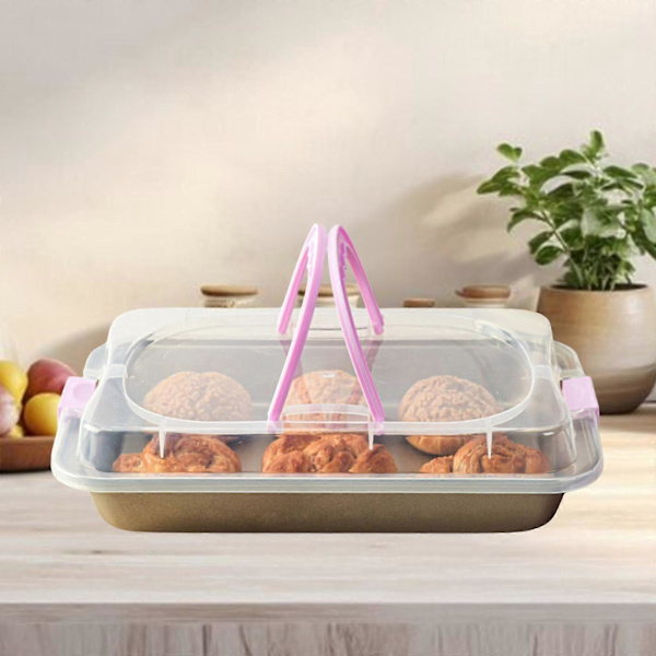 Rektangulær Kakeform med Lokk & Håndtak Bakeform for Baking Restaurant Toasting_tfrf