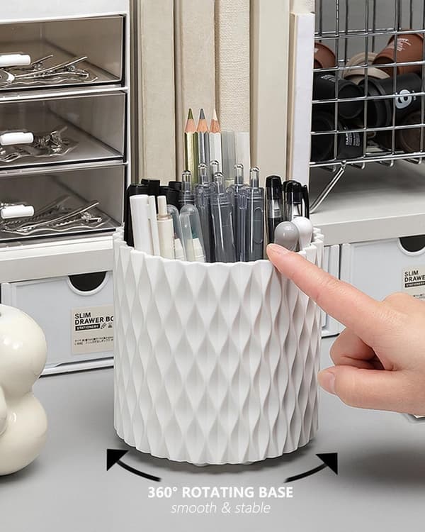 Penholder - Multifunktionel - Makeupbørsteholder 5 rum - Æstetisk design til hjemmekontorstuderende - Hvid
